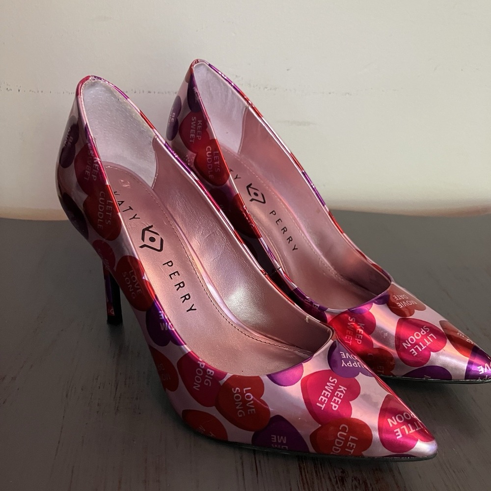 Katy Perry The Sissy Conversation Heart Pumps Size 7 Valentine Pink Purple Heels